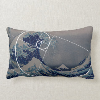 Hokusai Meets Fibonacci, Golden Ratio Lumbar Pillow