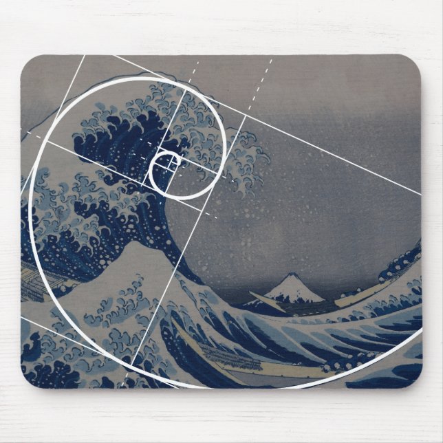 Hokusai Meets Fibonacci, Golden Ratio Mouse Pad (Front)