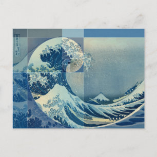 Hokusai Meets Fibonacci, Golden Ratio Postcard