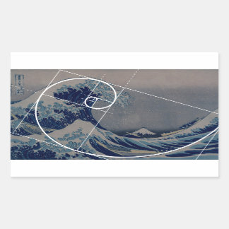 Hokusai Meets Fibonacci, Golden Ratio Sticker