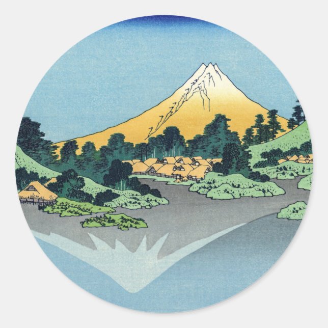Hokusai - Mount Fuji Reflects in Lake Kawaguchi Classic Round Sticker (Front)