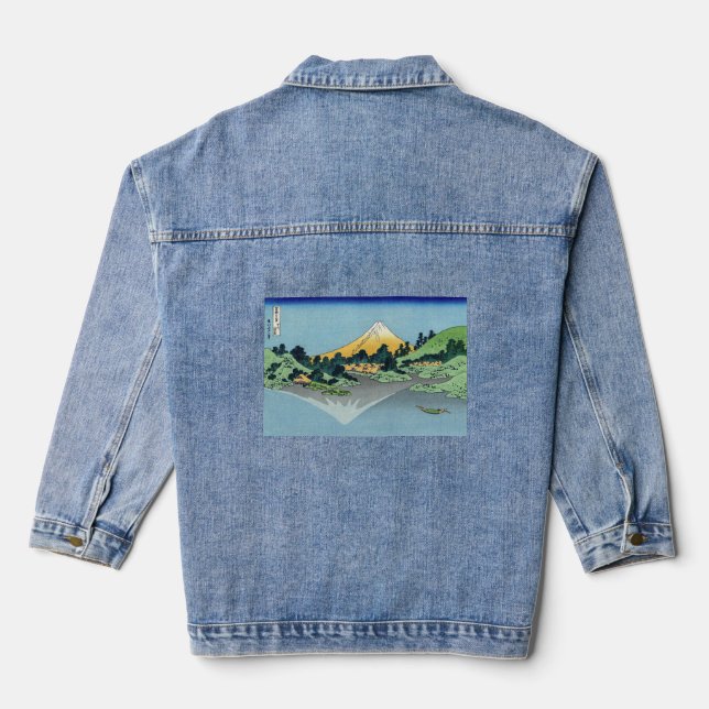 Hokusai - Mount Fuji Reflects in Lake Kawaguchi Denim Jacket (Back)