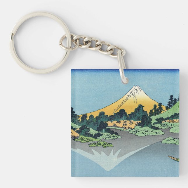 Hokusai - Mount Fuji Reflects in Lake Kawaguchi Keychain (Front)