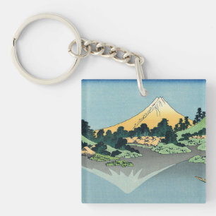 Hokusai Mount Fuji reflects in Lake Kawaguchi    Keychain