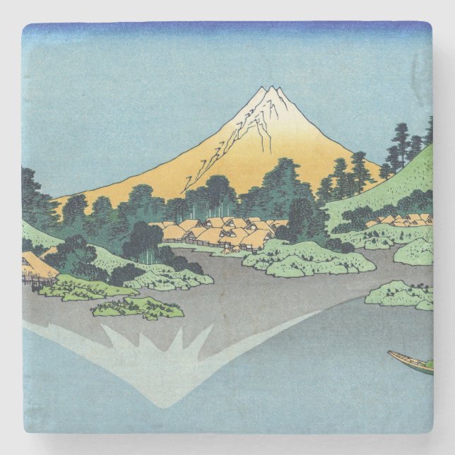 Hokusai - Mount Fuji Reflects in Lake Kawaguchi Stone Coaster (Front)