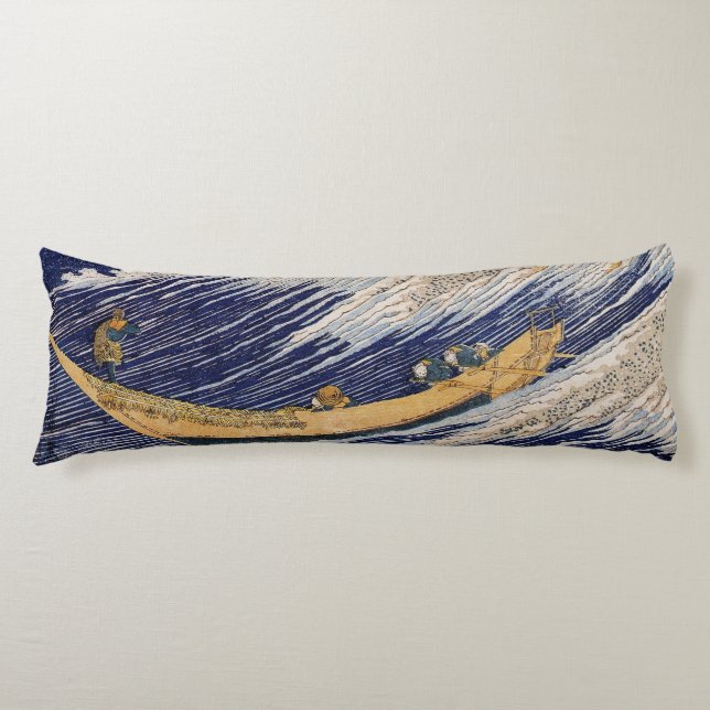 Hokusai Ocean Waves Sea Boats Body Pillow (Front)
