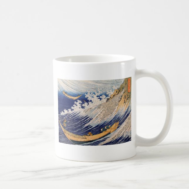 Hokusai Ocean Waves Sea Boats Coffee Mug (Right)
