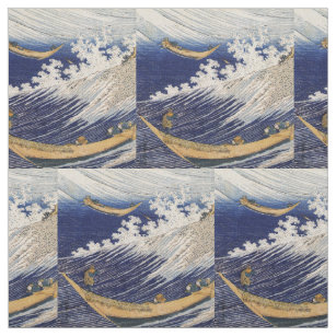 Hokusai Ocean Waves Sea Boats Fabric