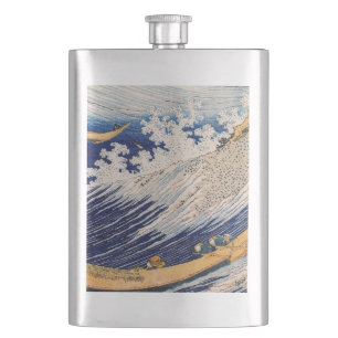 Hokusai Ocean Waves Sea Boats Hip Flask