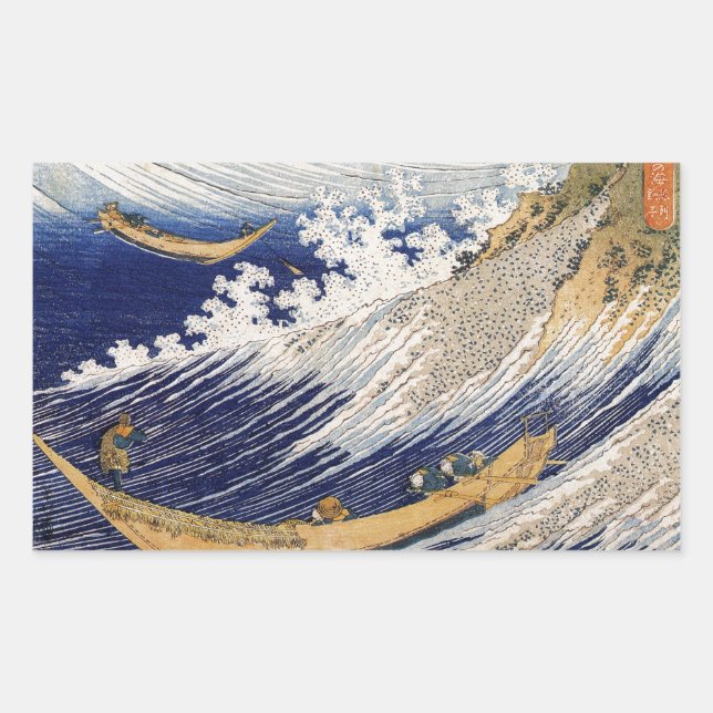 Hokusai Ocean Waves Sea Boats Sticker (Front)