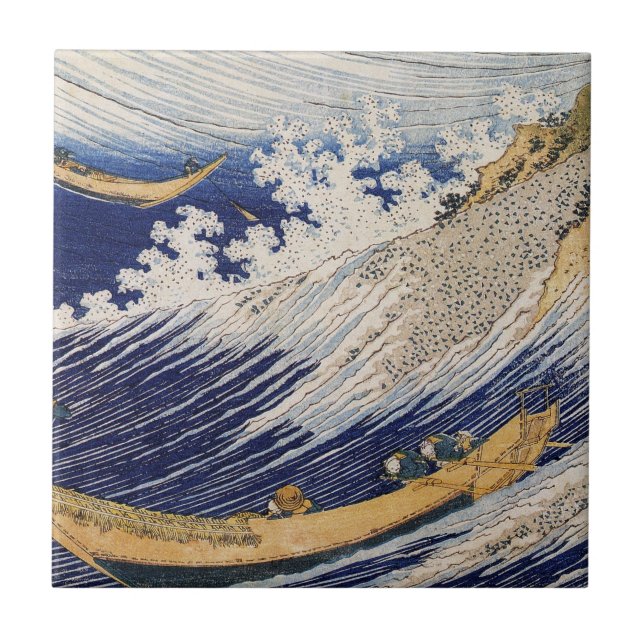 Hokusai Ocean Waves Sea Boats Tile (Front)