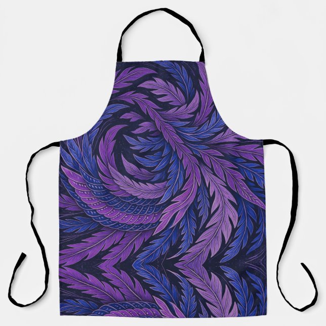Hokusai Phoenix Apron | Purple　Japanese Art Feathe (Front)