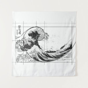 Hokusai rencontre Fibonacci, Tapisserie noire et b