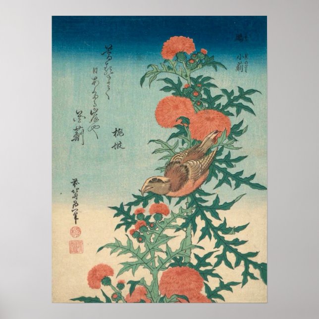 Hokusai Shrike and Blessed Thistle GalleryHD Poster (Front)