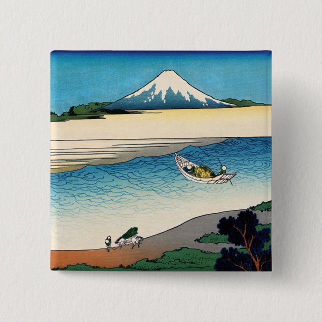Hokusai - Tama river in the Musashi province 2 Inch Square Button (Front)