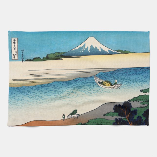 Hokusai - Tama river in the Musashi province Kitchen Towel (Horizontal)