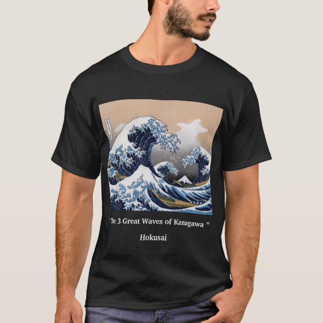 HOKUSAI, "The 3 Great Waves of Kanagawa" T-Shirt (Front)