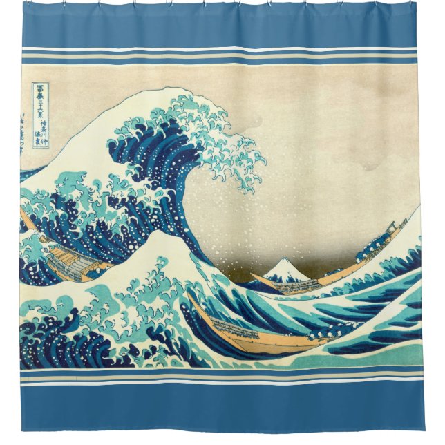 Hokusai The Great Wave nautical shower curtain (Front)