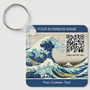 Hokusai - The Great Wave off Kanagawa - QR Code Keychain