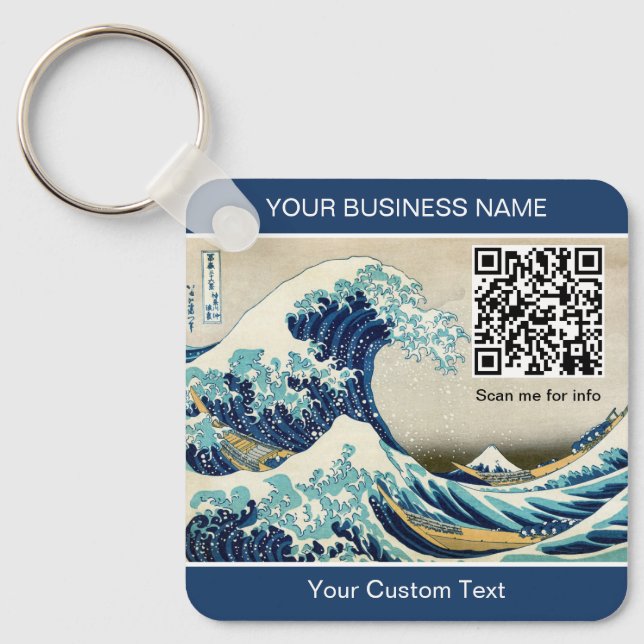 Hokusai - The Great Wave off Kanagawa - QR Code Keychain (Front)