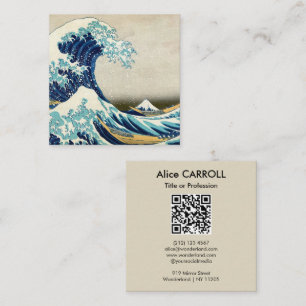 Hokusai - The Great Wave off Kanagawa - QR Code Square Business Card