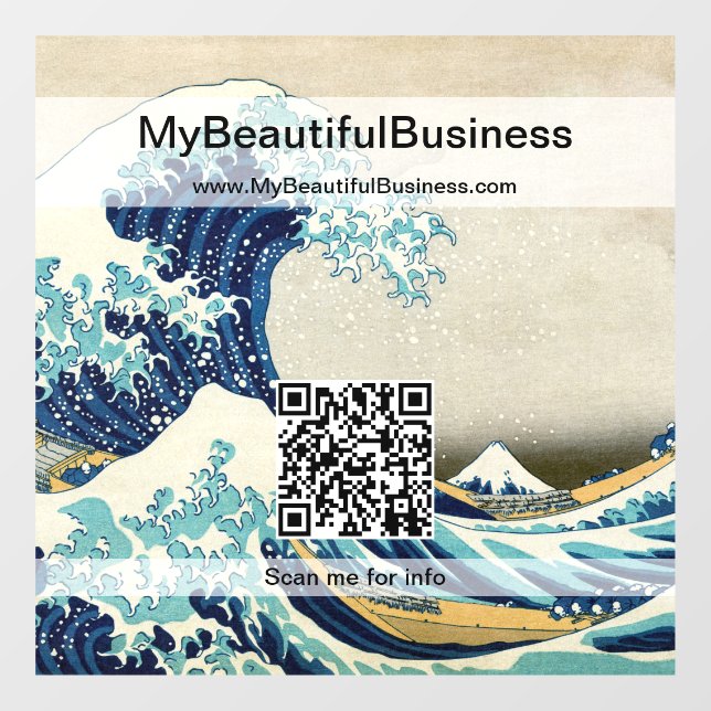 Hokusai - The Great Wave off Kanagawa - QR Code Window Cling (Sheet)