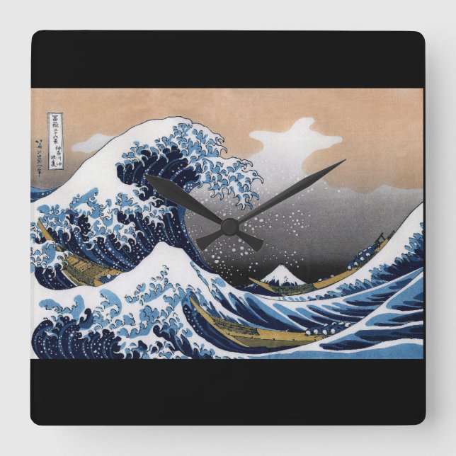 Hokusai , "The Great Wave off Kanagawa" Square Wall Clock (Front)