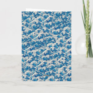 Hokusai the Great Wave Pattern Nautical Blue wave Card