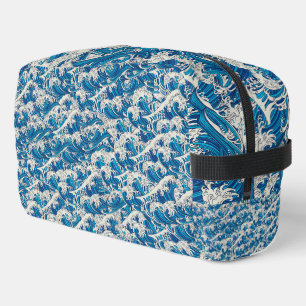 Hokusai the Great Wave Pattern Nautical Blue wave Dopp Kit