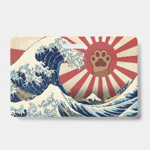 HOKUSAI "The Great Wave" & Rising Sun Flag & Cat Badge