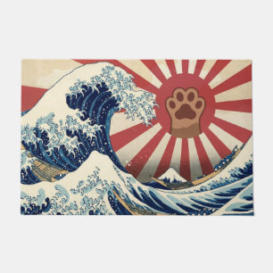 HOKUSAI "The Great Wave" & Rising Sun Flag & Cat Doormat