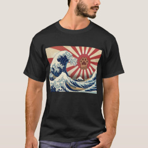 HOKUSAI "The Great Wave" & Rising Sun Flag & Cat T-Shirt