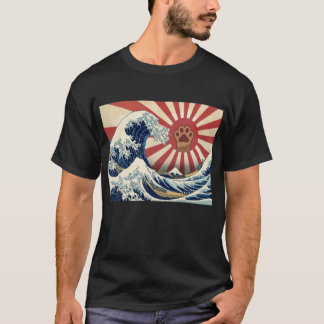 HOKUSAI "The Great Wave" & Rising Sun Flag & Cat T-Shirt