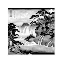 Hokusai Ukiyo-e Japanese Waterfall Landscape Blue 