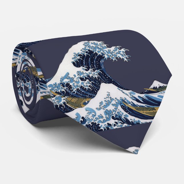 Hokusai Wonderful Waves in Kanagawa Tie (Rolled)
