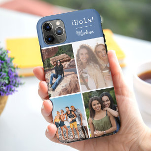 ¡Hola! 4 Photo Collage Blue Personalized