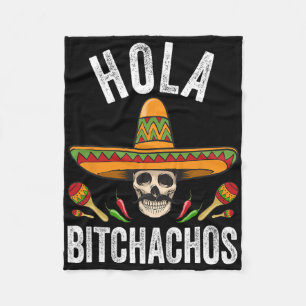 Hola Achos Shirt Funny Mexican Skull Cinco De Mayo Fleece Blanket