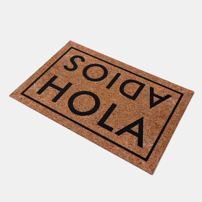 Hola Adios Spanish Welcome Coir Doormat (Angled)