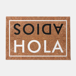 Hola Adios Spanish Welcome Coir Doormat