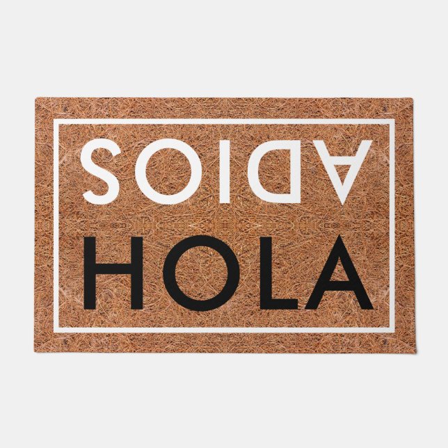 Hola Adios Spanish Welcome Coir Doormat (Front)