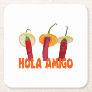Hola Amigo Square Paper Coaster
