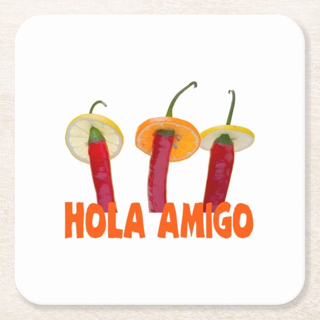 Hola Amigo Square Paper Coaster (Front)