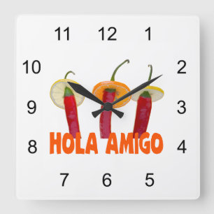 Hola Amigo Square Wall Clock