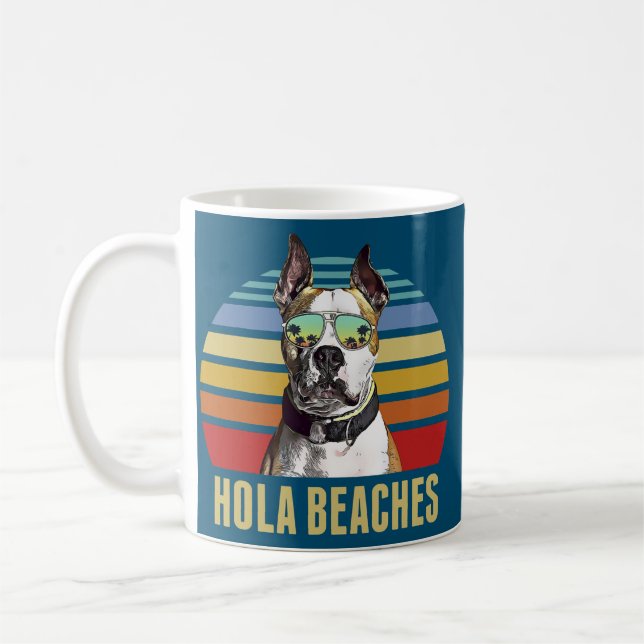 Hola Beaches American Staffordshire Terrier Dog Coffee Mug (Left)