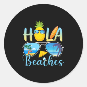 Hola Beaches Funny Beach Vacation Summer Classic Round Sticker