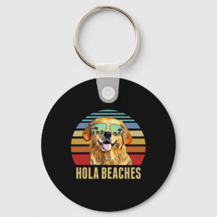 Hola Beaches Funny Labradors Dog Retro Sunset Beac Keychain