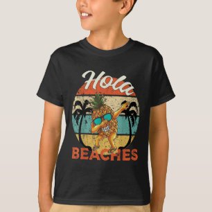 Hola Beaches Women Funny Aloha Beach Pineapple Fam T-Shirt