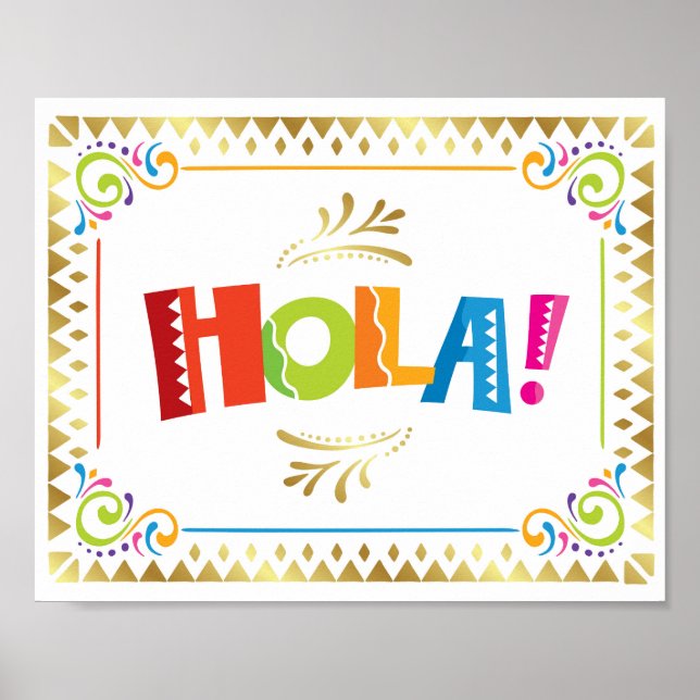 HOLA! Fiesta Party Sign Print (Front)