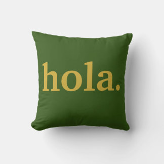 Hola Gold Script & Green Poster Lance Oreiller