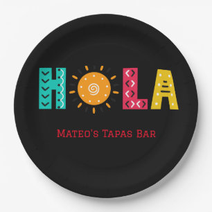 HOLA! Having a tapas party? Editable image & text Paper Plate